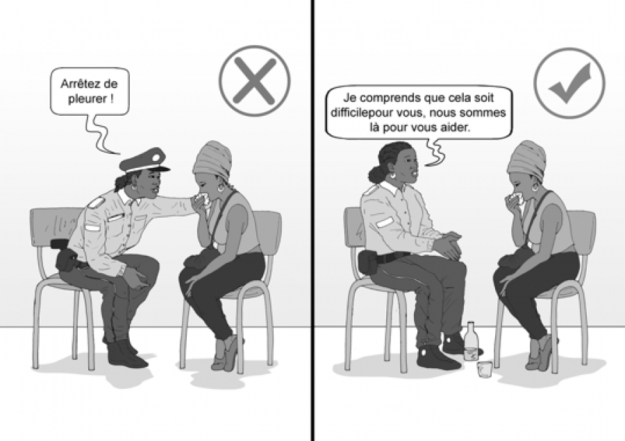 Prise en charge des victimes de violences bas&eacute;es sur le genre (VBG) par les forces de s&eacute;curit&eacute;